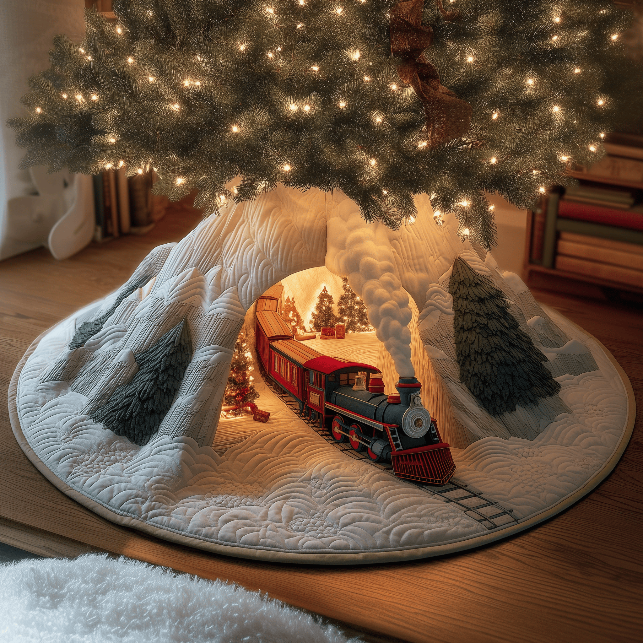 Winter Express Quilted Tree Skirt