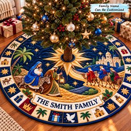 Pernalized Nativity Bethlehem Light Quilted Tree Skirt QTCUZ