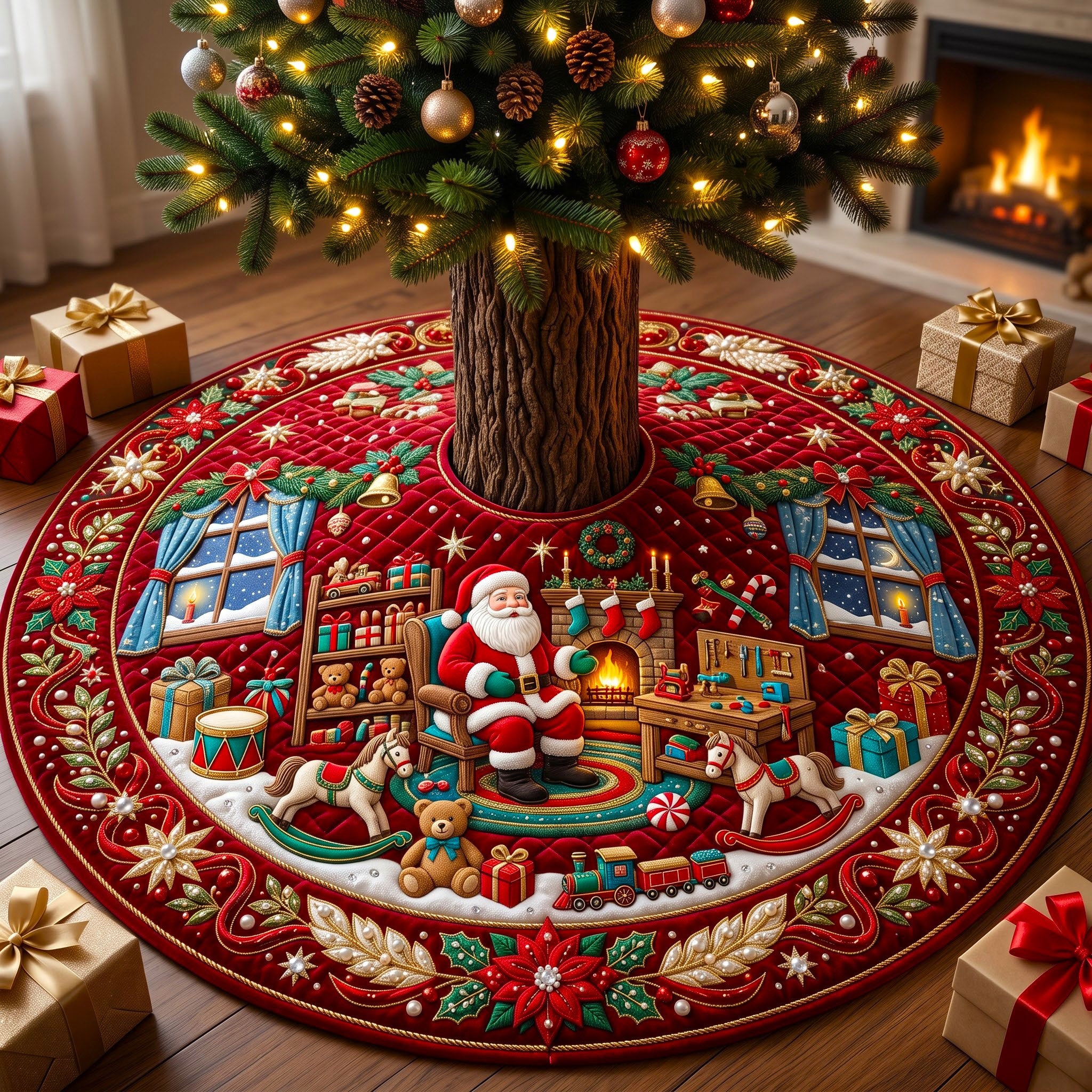 Santa Claus Quilted Tree Skirt