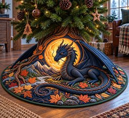 Autumn Moon Dragon Quilted Tree Skirt