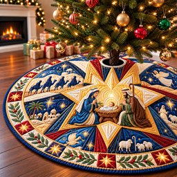 Nativity Heavenly Peace Quilted Tree Skirt