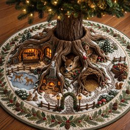 Woodland Haven Quilted Tree Skirt