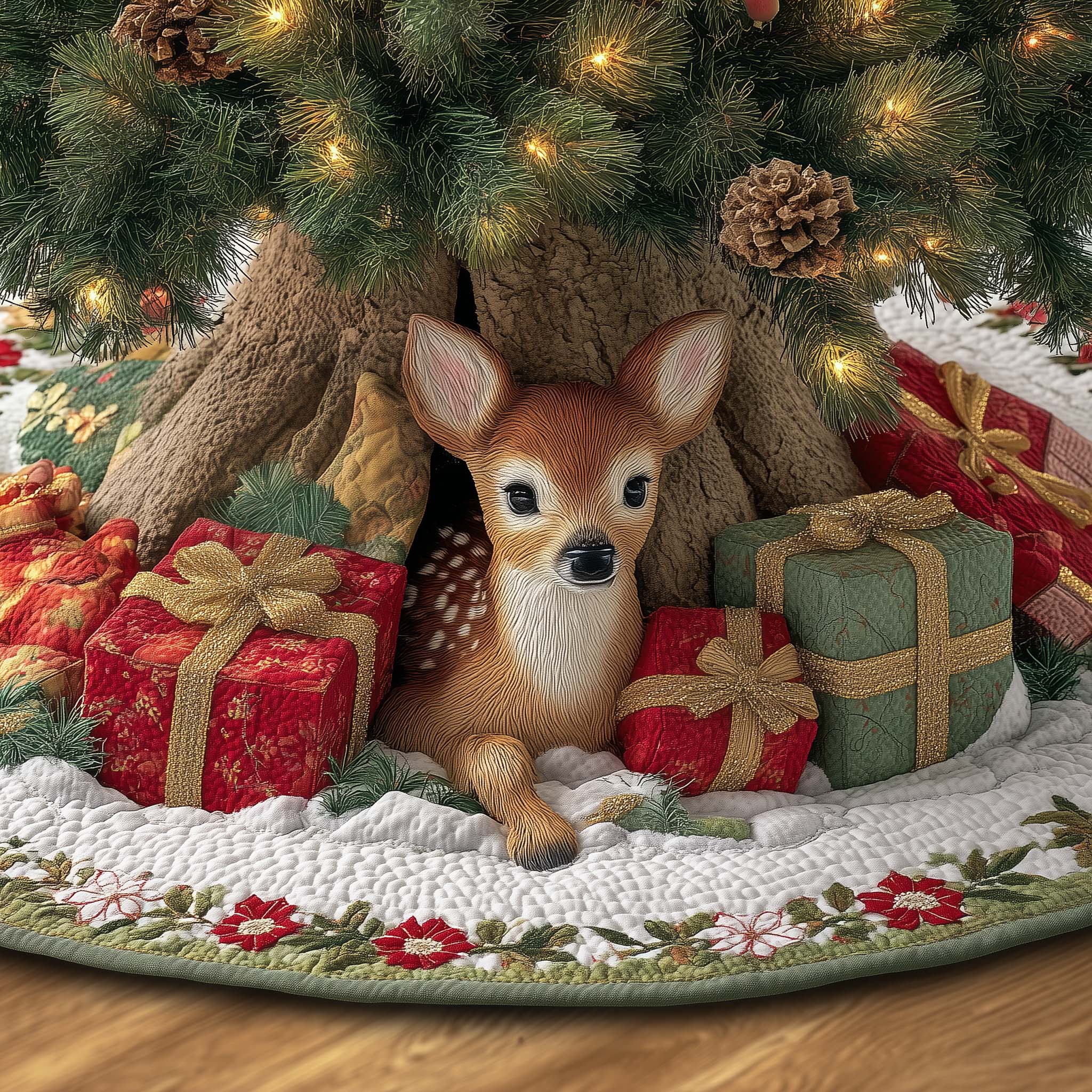 Deer Quilted Tree Skirt