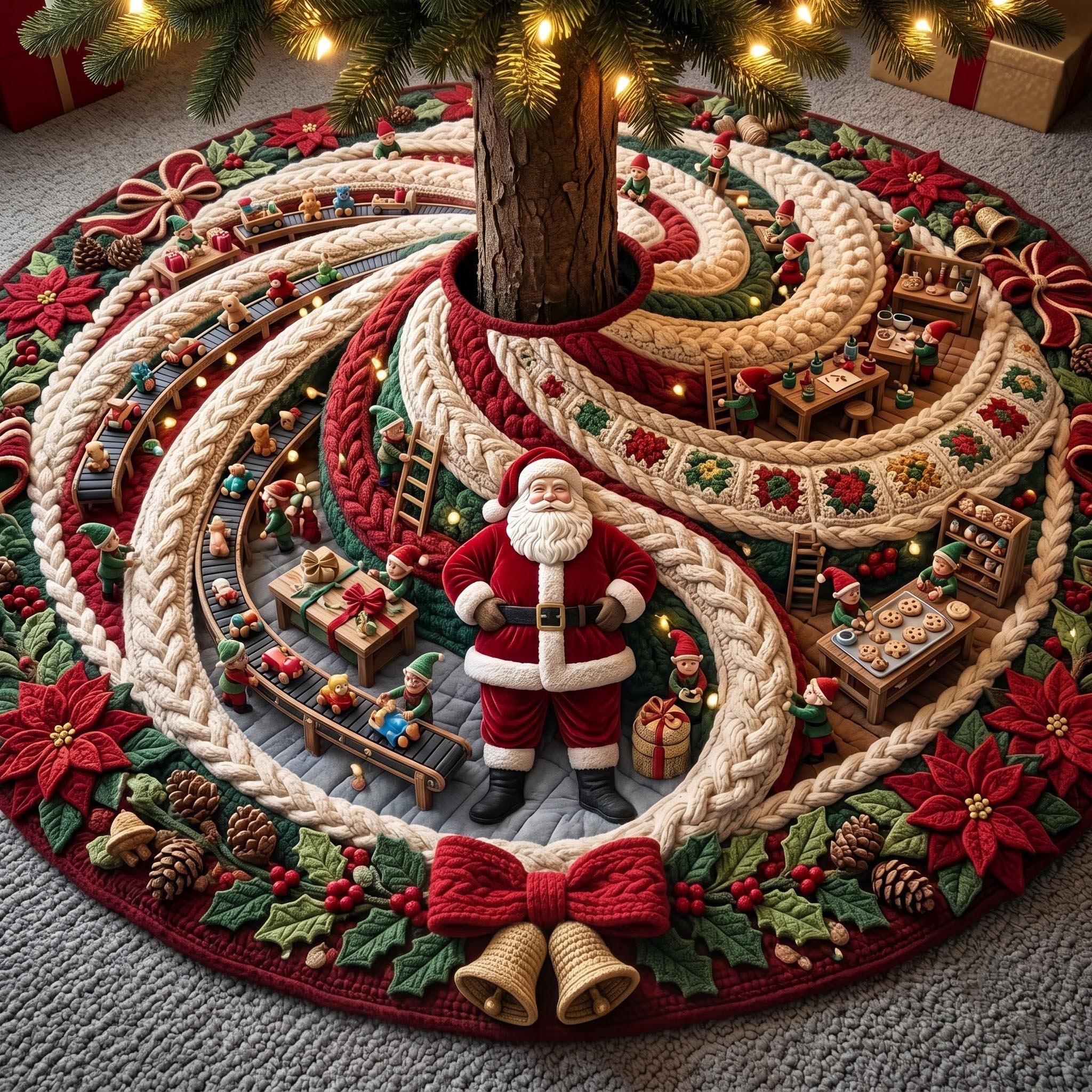 Noel Spiral Quilted Tree Skirt
