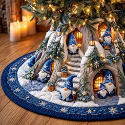 Winter Gnome Quilted Tree Skirt