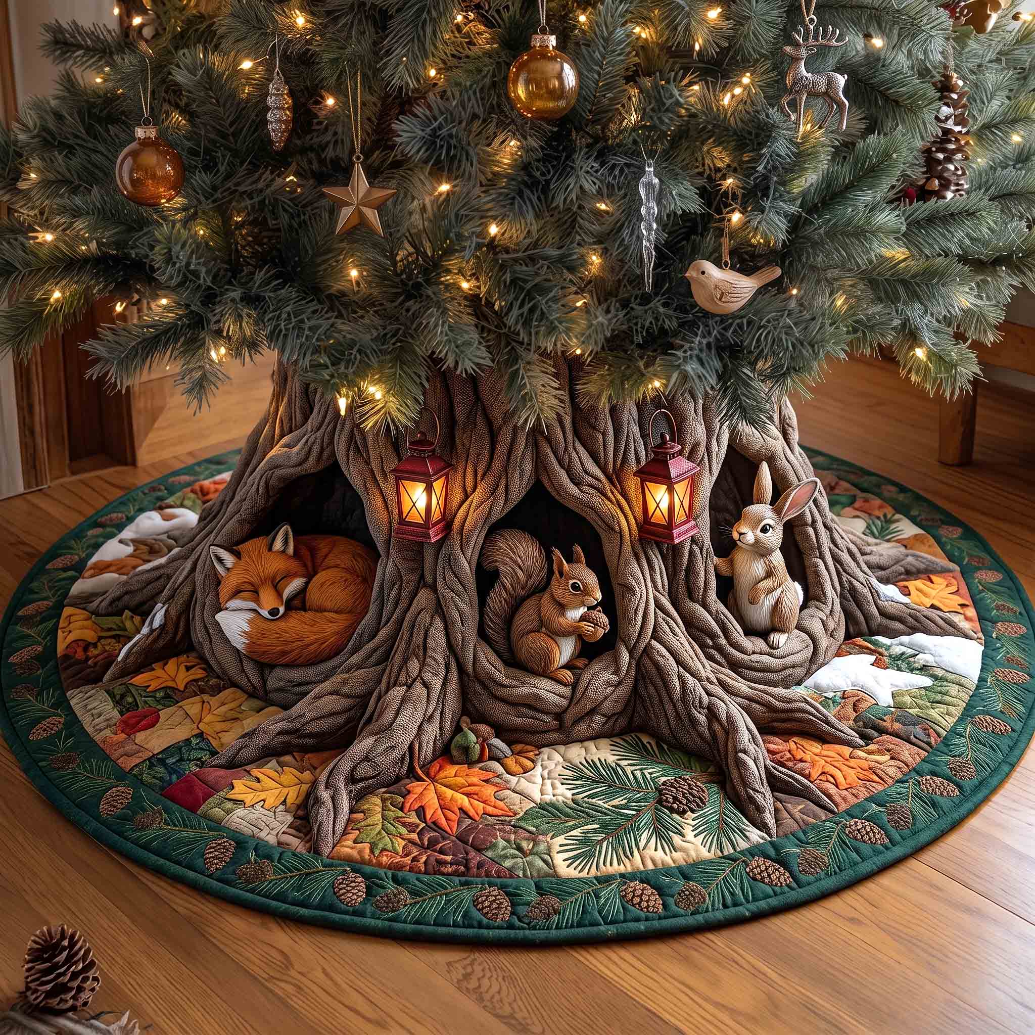 Woodland Dens Quilted Tree Skirt