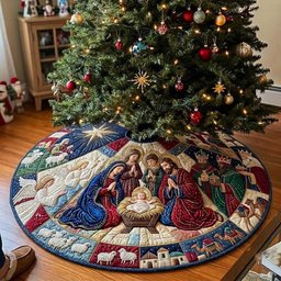 Patchwork Holy Night Quilted Tree Skirt