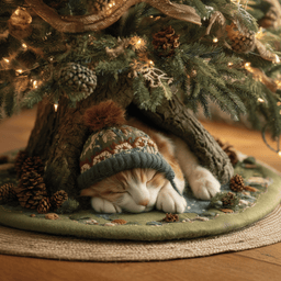 Cozy Cat Nap Quilted Tree Skirt