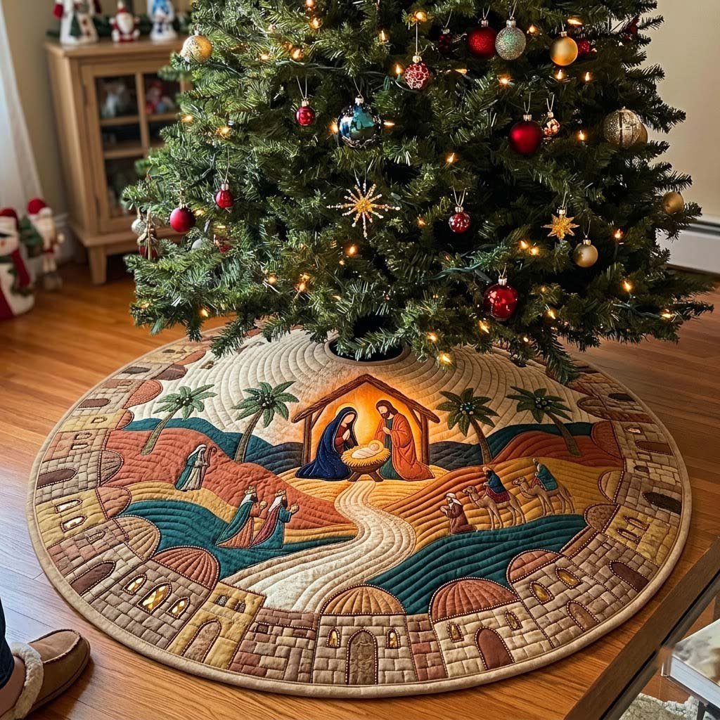 Bethlehem Hills Panorama Quilted Tree Skirt
