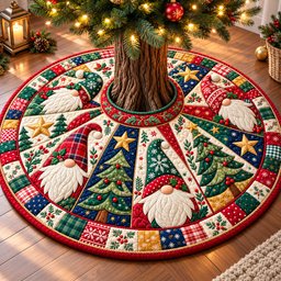 Gnomes Country Charm Quilted Tree Skirt