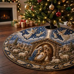 Bethlehem Stable Night Quilted Tree Skirt