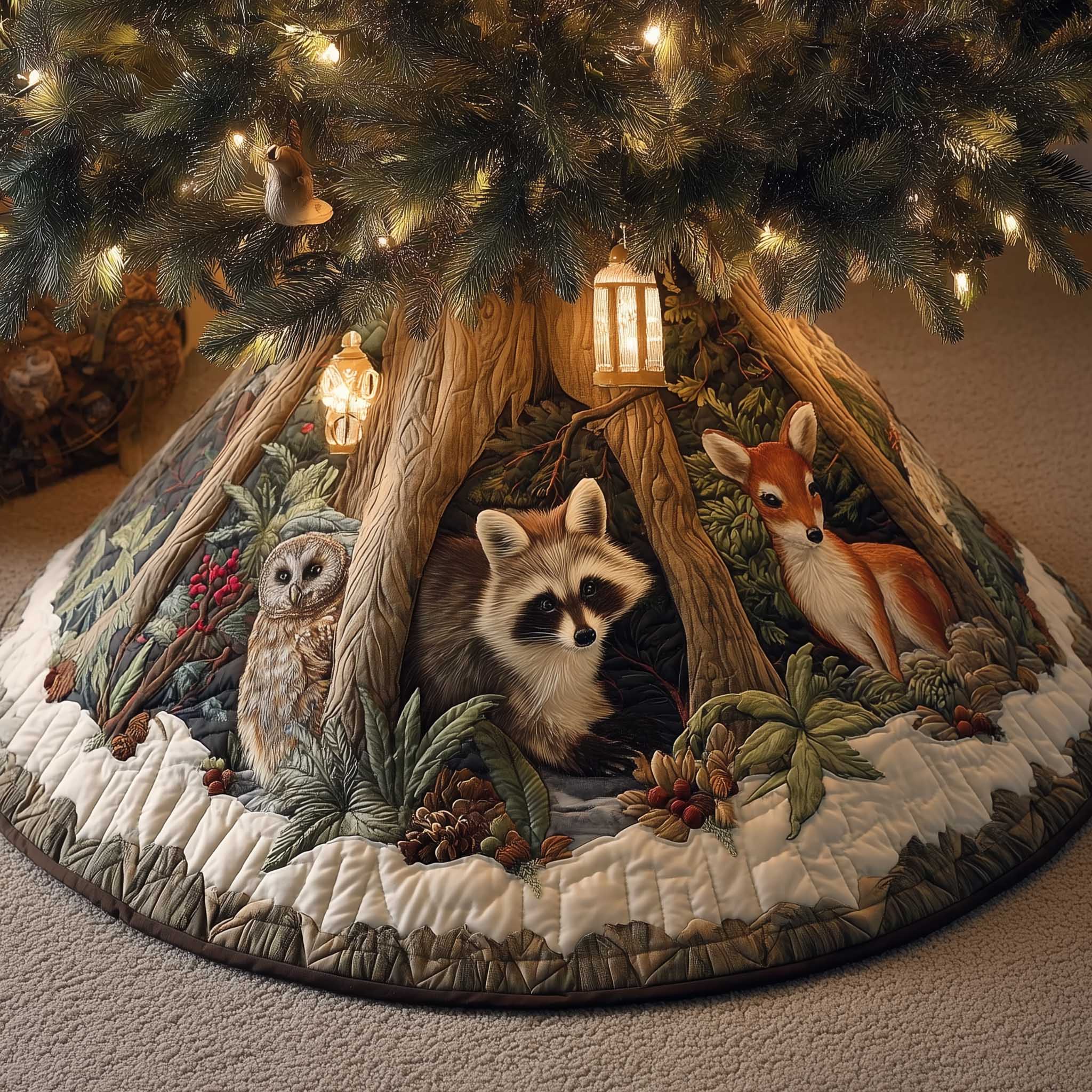Woodland Den Quilted Tree Skirt