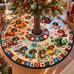 Dachshund Through The Seasons Quilted Tree Skirt