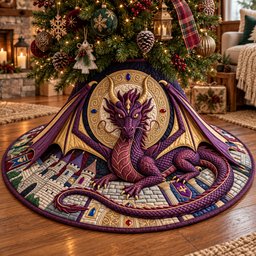 Royal Purple Dragon Quilted Tree Skirt