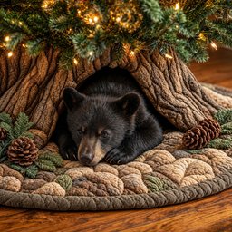 Bear Den Quilted Tree Skirt