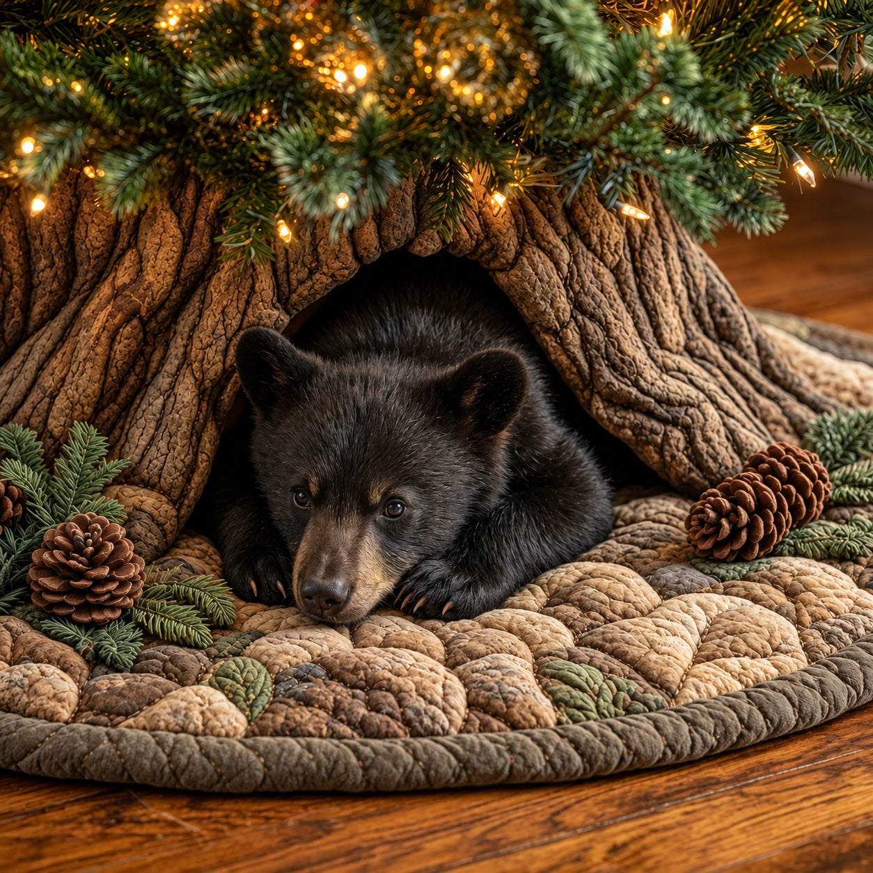 Bear Den Quilted Tree Skirt