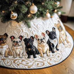 Festive French Bulldog Quilted Tree Skirt