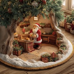 Santa Kitchen Quilted Tree Skirt