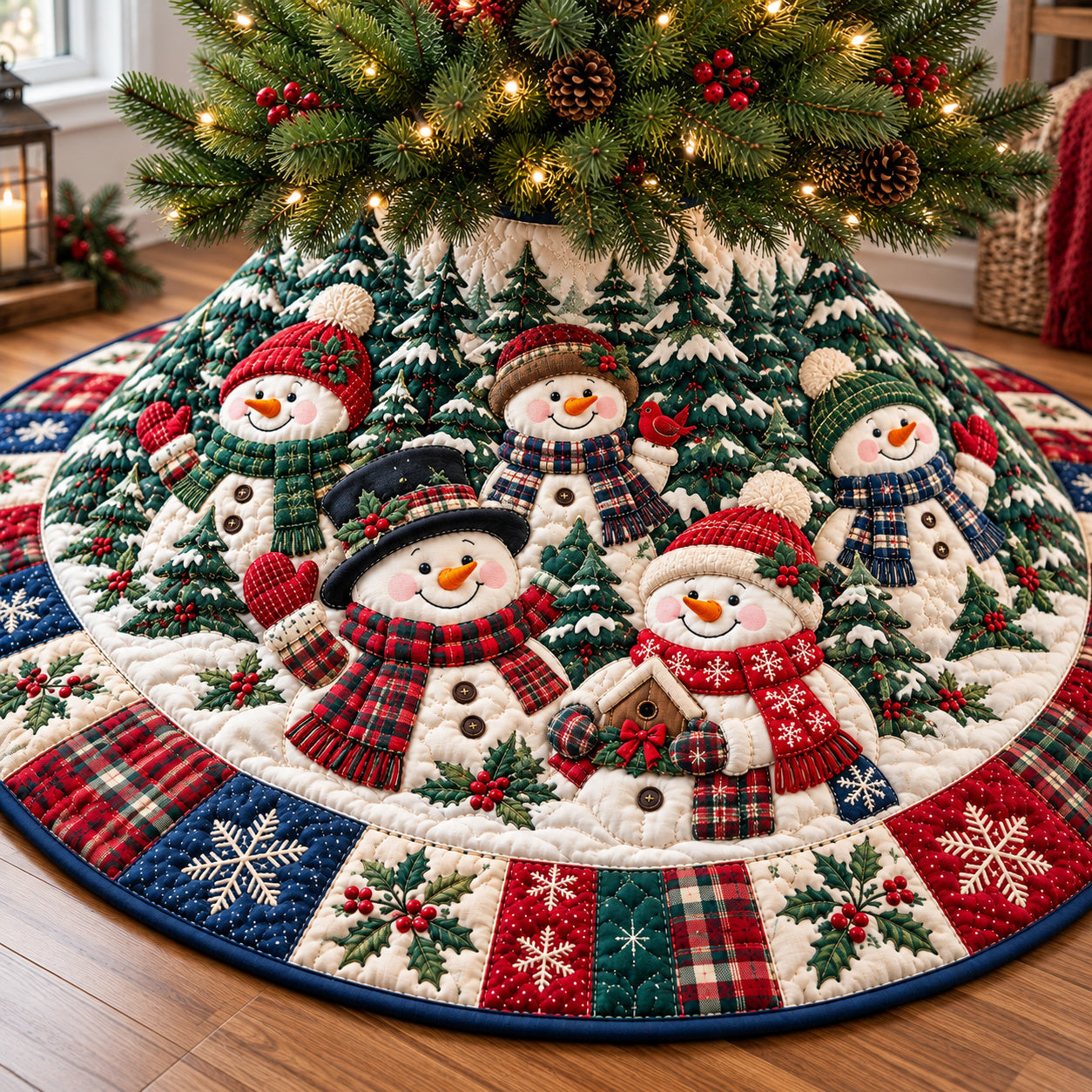 Snowman Winter Jubilee Quilted Tree Skirt