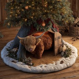 Highland Cow Quilted Tree Skirt