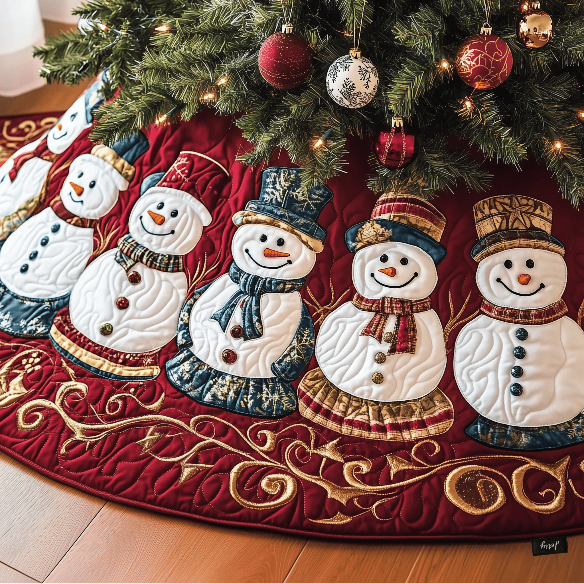 Festive Snowman Quilted Tree Skirt