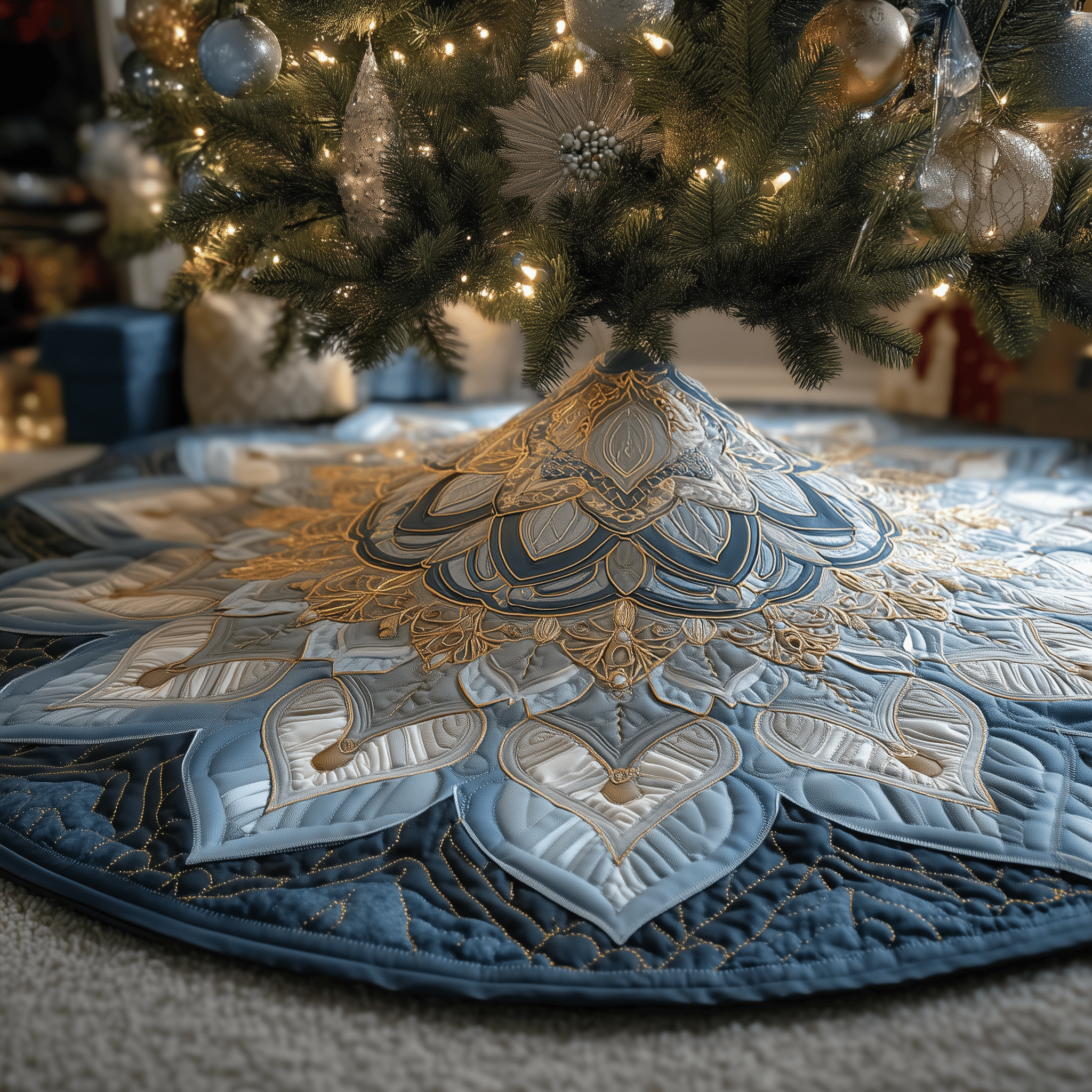 Frosted Aurora Quilted Tree Skirt