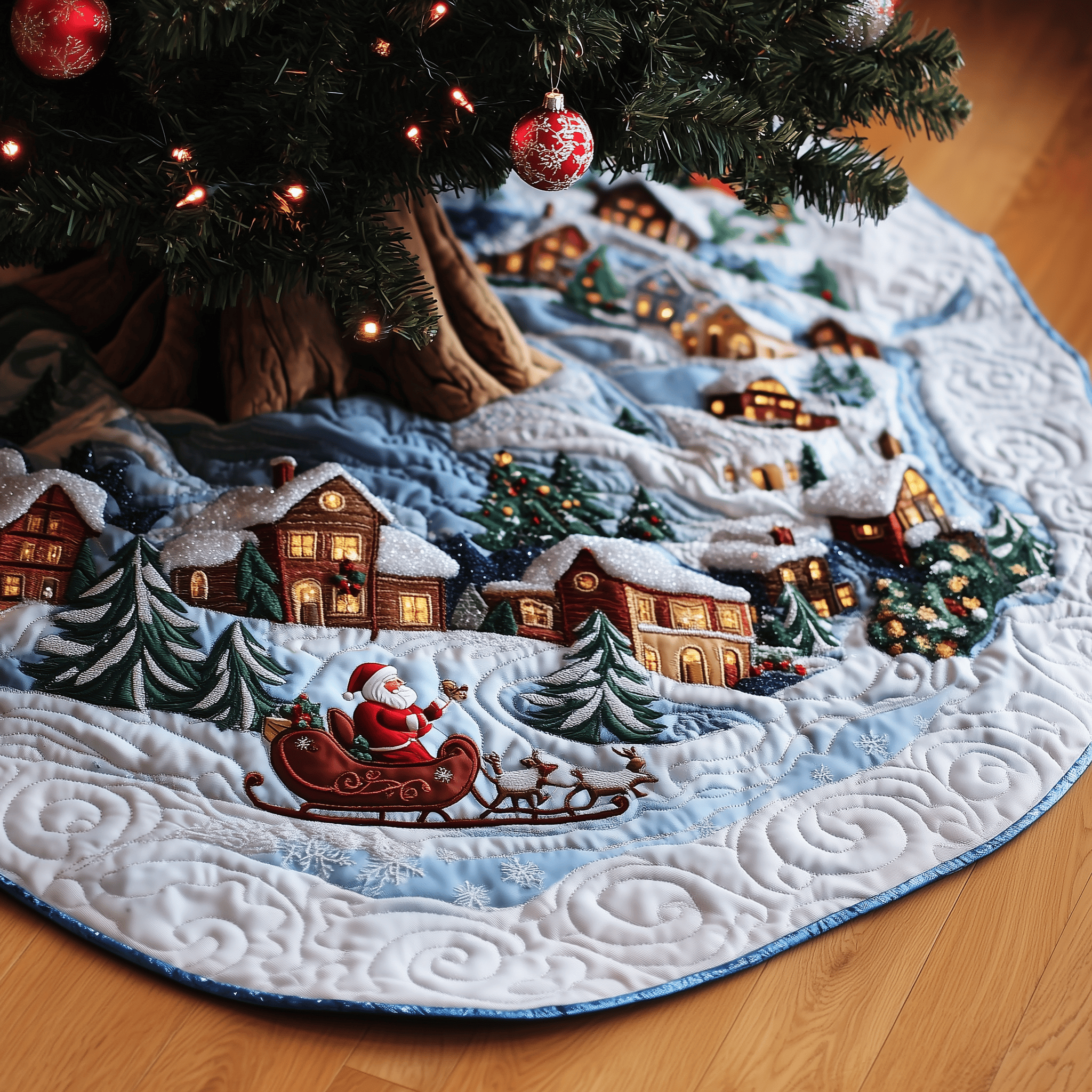 Christmas Winter Wonderland Quilted Tree Skirt