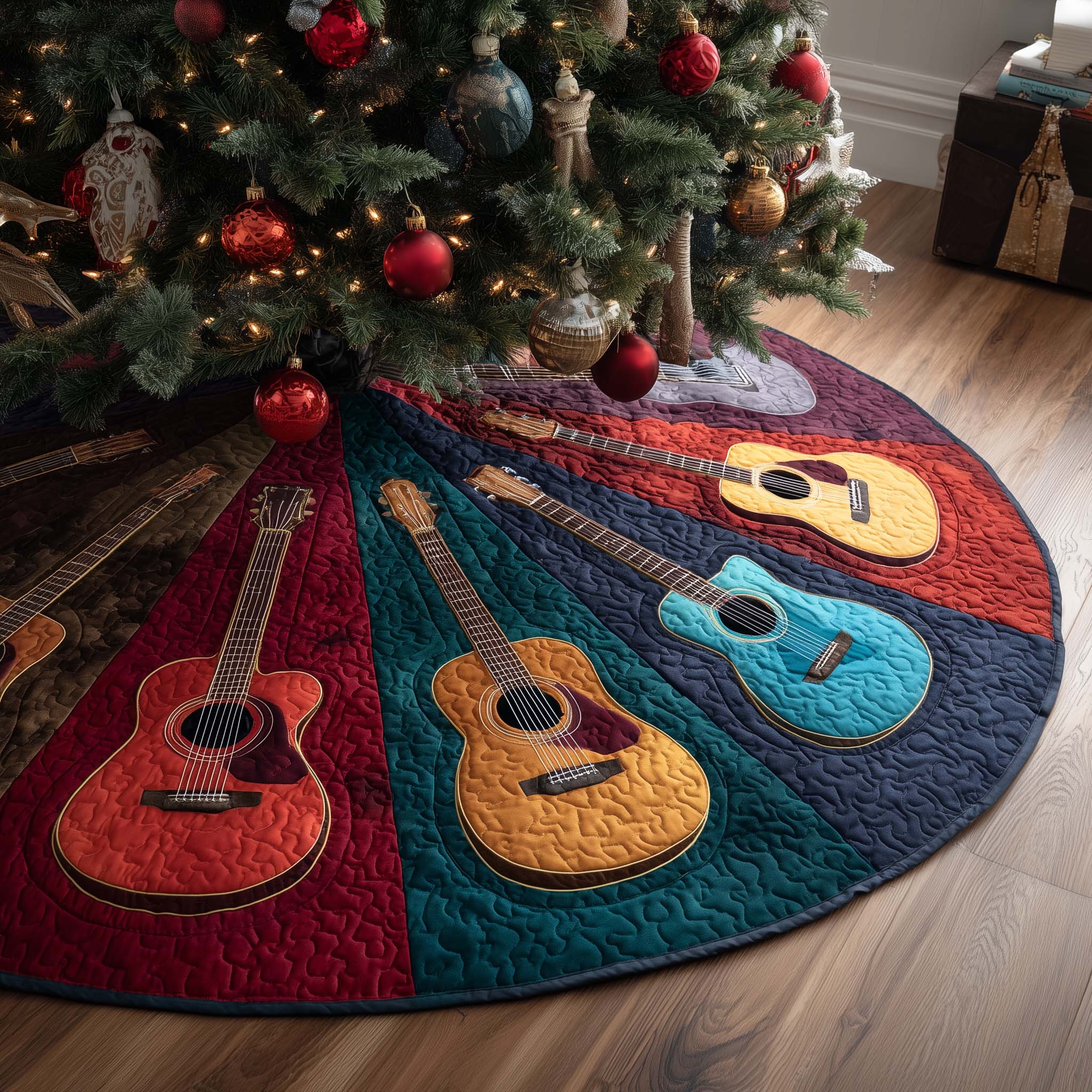 Color Guitars Quilted Tree Skirt