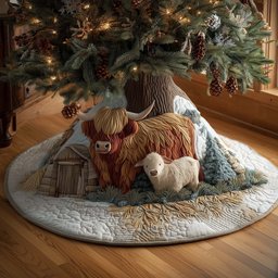Highland Cow Quilted Tree Skirt