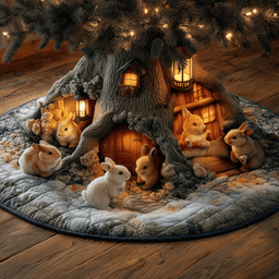 Enchanted Burrow Village Quilted Tree Skirt