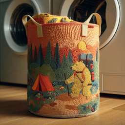 Cozy Bear Camp Quilted Laundry Basket Ideal Gift For Mom
