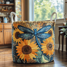 Dragonfly Garden Quilted Laundry Basket Holiday Merch Gift