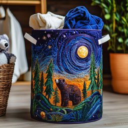 Dreamy Bear Sky Quilted Laundry Basket Holiday Gift For Laundry Lovers