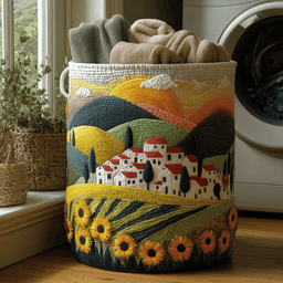 Countryside Dreams Quilted Laundry Basket Perfect Gift For College Dorm