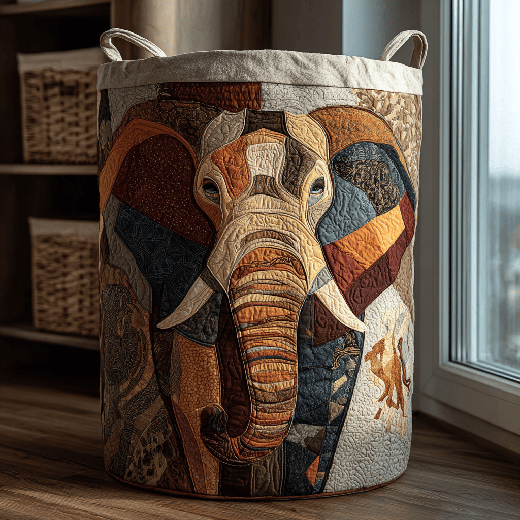 Elephant Spirit Quilted Laundry Basket Perfect Birthday Gift Idea