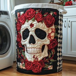 Dark Elegance Quilted Laundry Basket Summer Merch Vibes