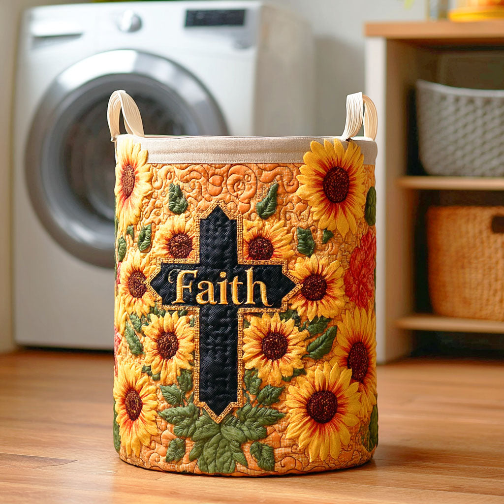 Faith Bloom Sunflower Quilted Laundry Basket Holiday Favorite Gift