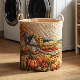 Cozy Fall Days Quilted Laundry Basket Ideal Gift For Mom