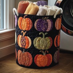 Cozy Pumpkins Quilted Laundry Basket Easter Merch Gift