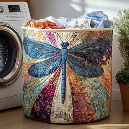 Dancing Dragonfly Quilted Laundry Basket Merch For Family