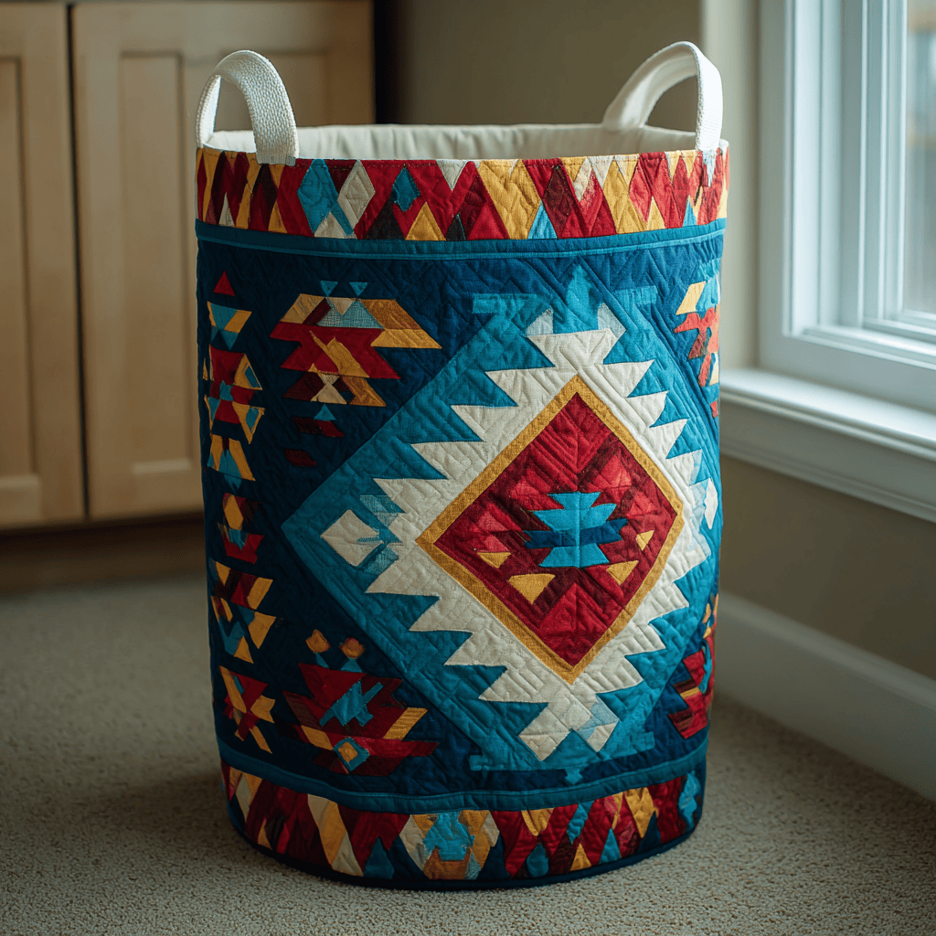 Desert Flame Quilted Laundry Basket Halloween Merch Gift