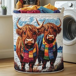 Highland Cow Quilted Laundry Basket Merch For Kids