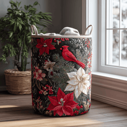 Winter Bloom Quilted Laundry Basket Perfect Gift For Apartment Living