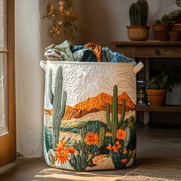 Green Glow Quilted Laundry Basket Excellent Gift For Her