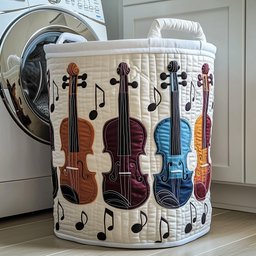 Rustic Violin Quilted Laundry Basket Graduation Merch Gift