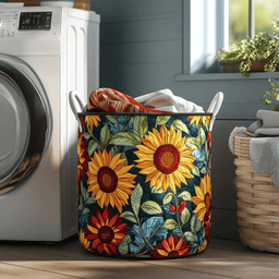 Wild Sunflower Quilted Laundry Basket Merch For Her