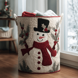 Snowman Glow Quilted Laundry Basket Holiday Gift For Laundry Lovers