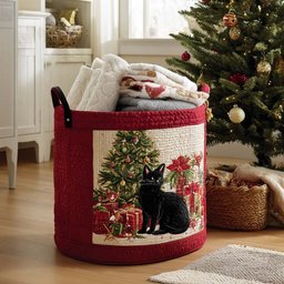 The Bookish Kitty Christmas Quilted Laundry Basket Ideal Present For Newlyweds