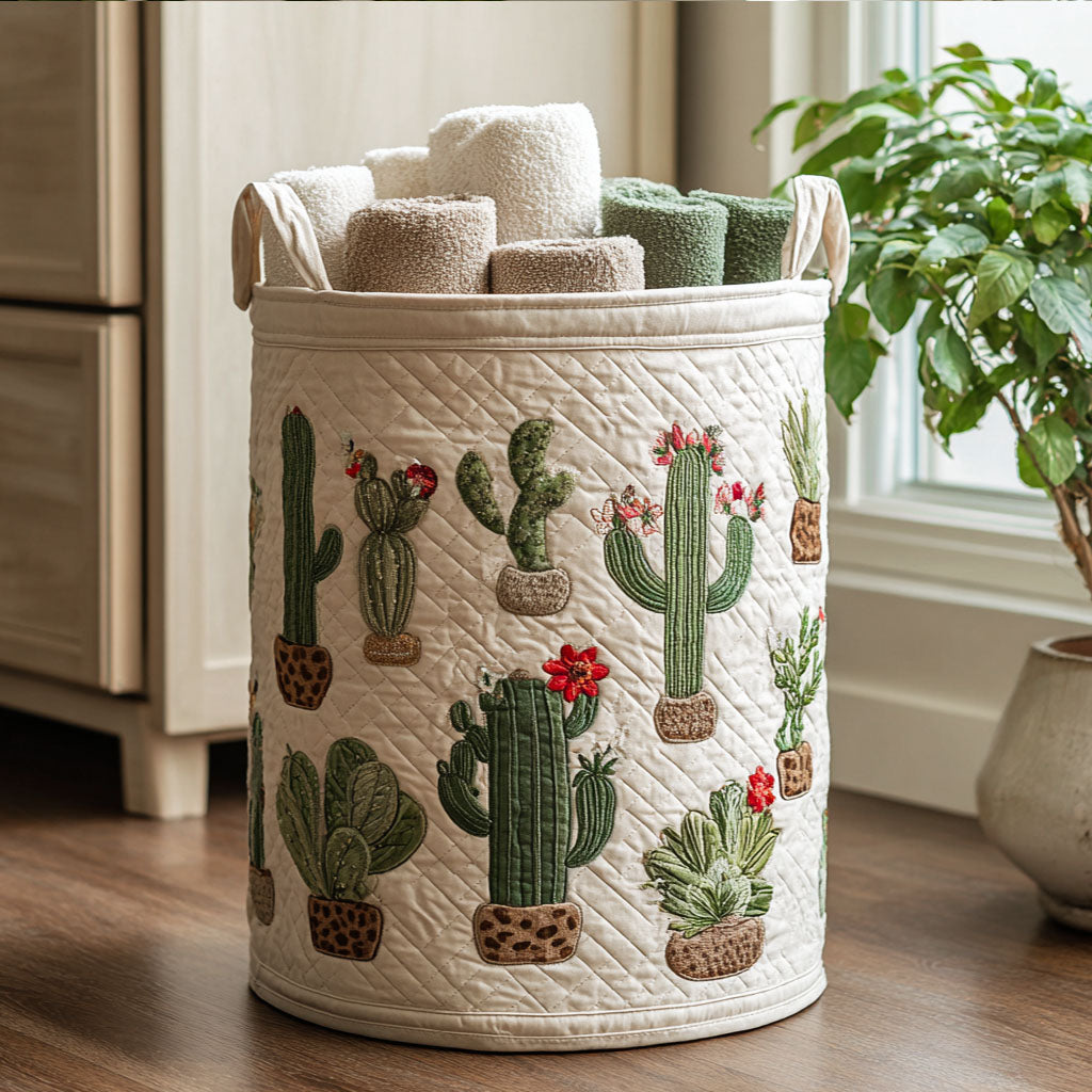 Succulent Vibes Quilted Laundry Basket Valentine�s Day Merch Gift