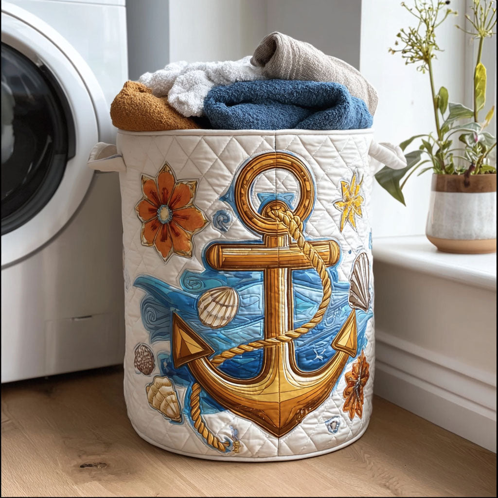 Sea Star Charm Quilted Laundry Basket Father�s Day Merch Gift